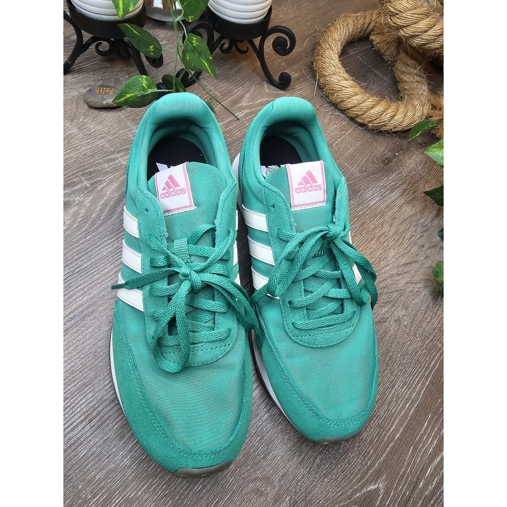 adidas Run 60s‎ 3.0 Semi Court Green Off White Bliss Pink (Women's) size 9 - Picture 2 of 6